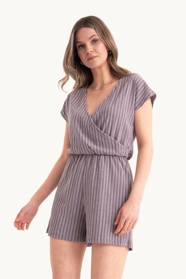 Striped V-Neck Short Playsuit 1