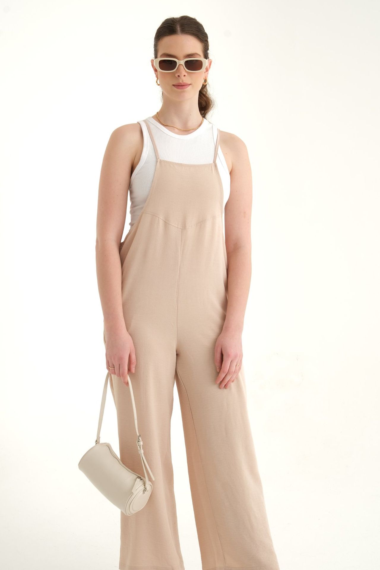 Wide Leg Overall Jumpsuit