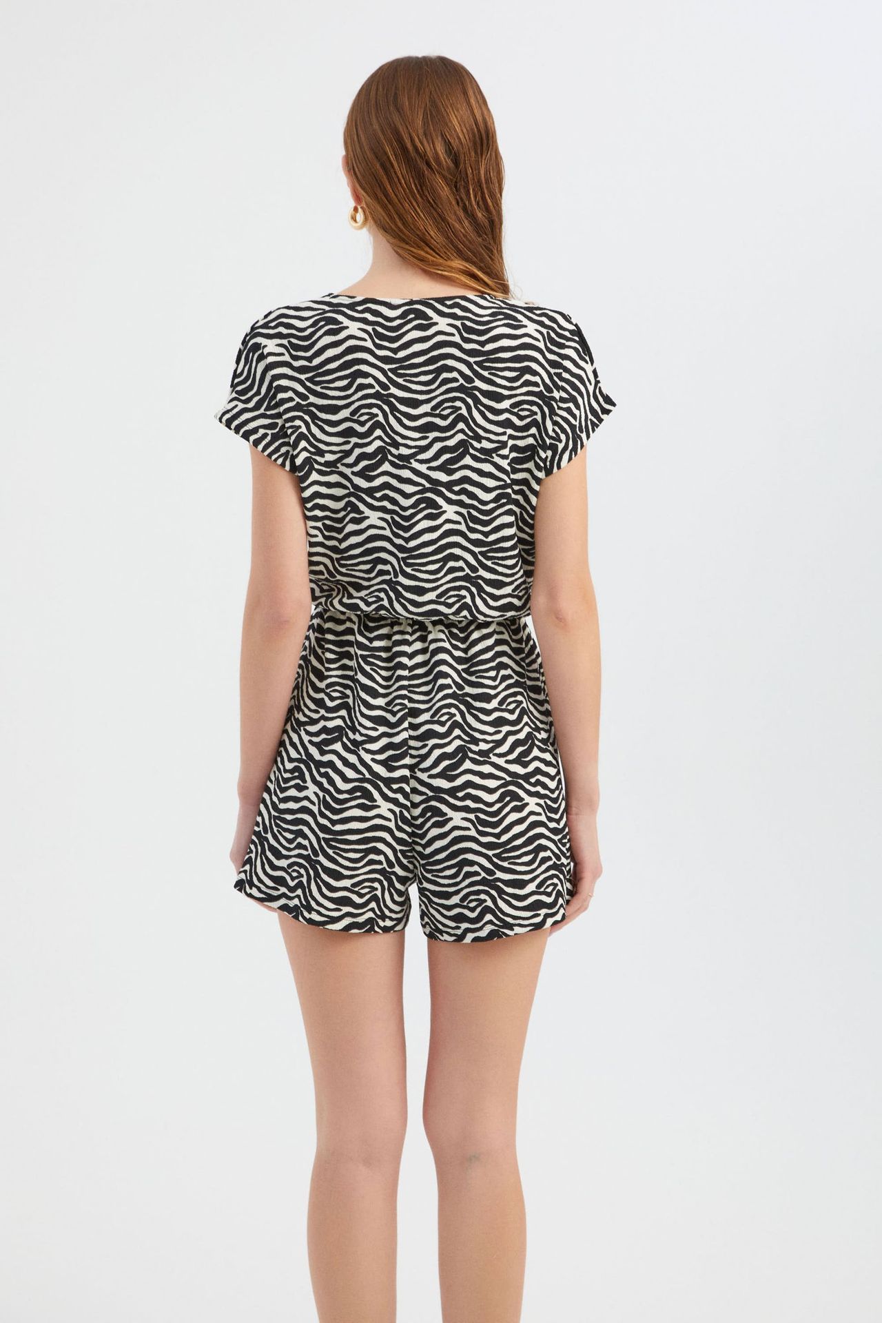 Zebra Print V Neck Playsuit