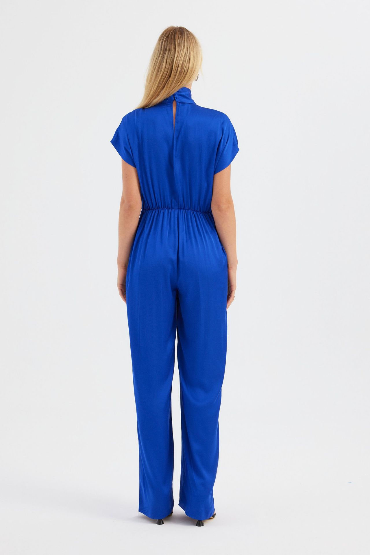 High Neck Drawstring Jumpsuit with a Front Detail