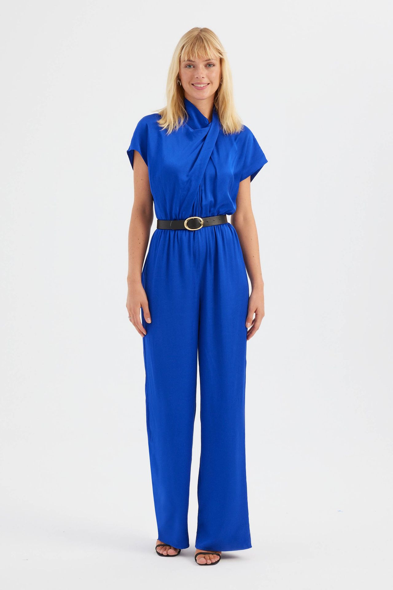 High Neck Drawstring Jumpsuit with a Front Detail