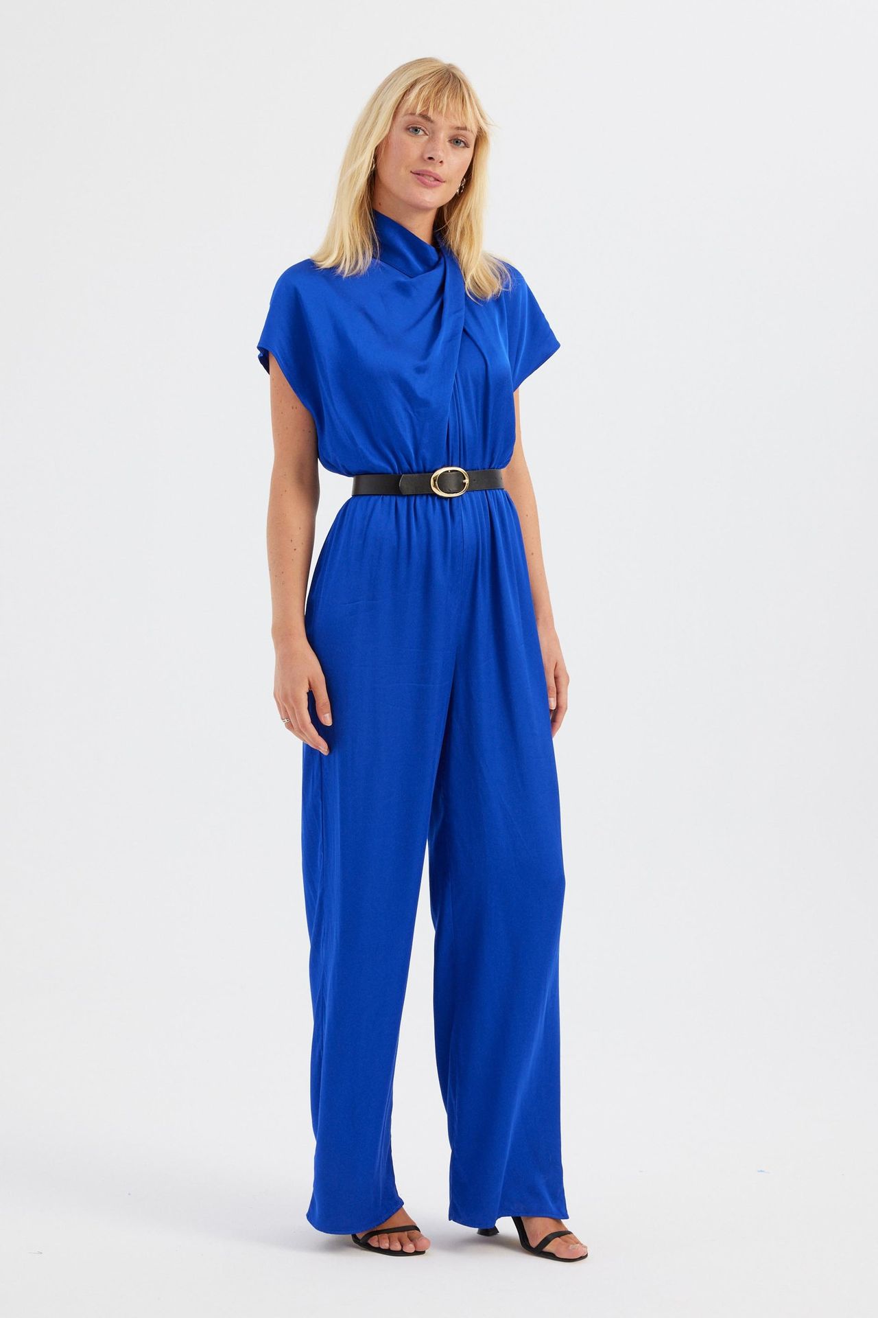 High Neck Drawstring Jumpsuit with a Front Detail