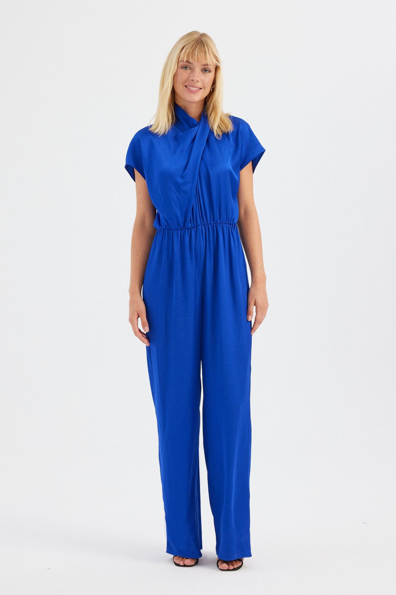 High Neck Drawstring Jumpsuit with a Front Detail