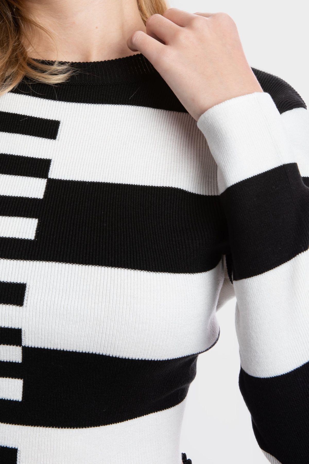 Striped Crew Neck Cropped Sweater