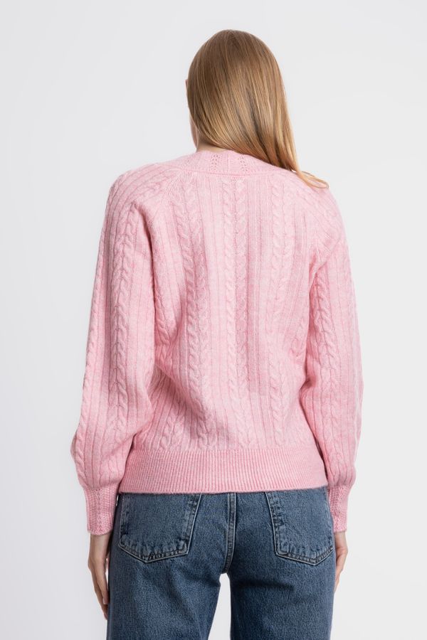 Cable Knitted V Neck Detailed Sweater 4
