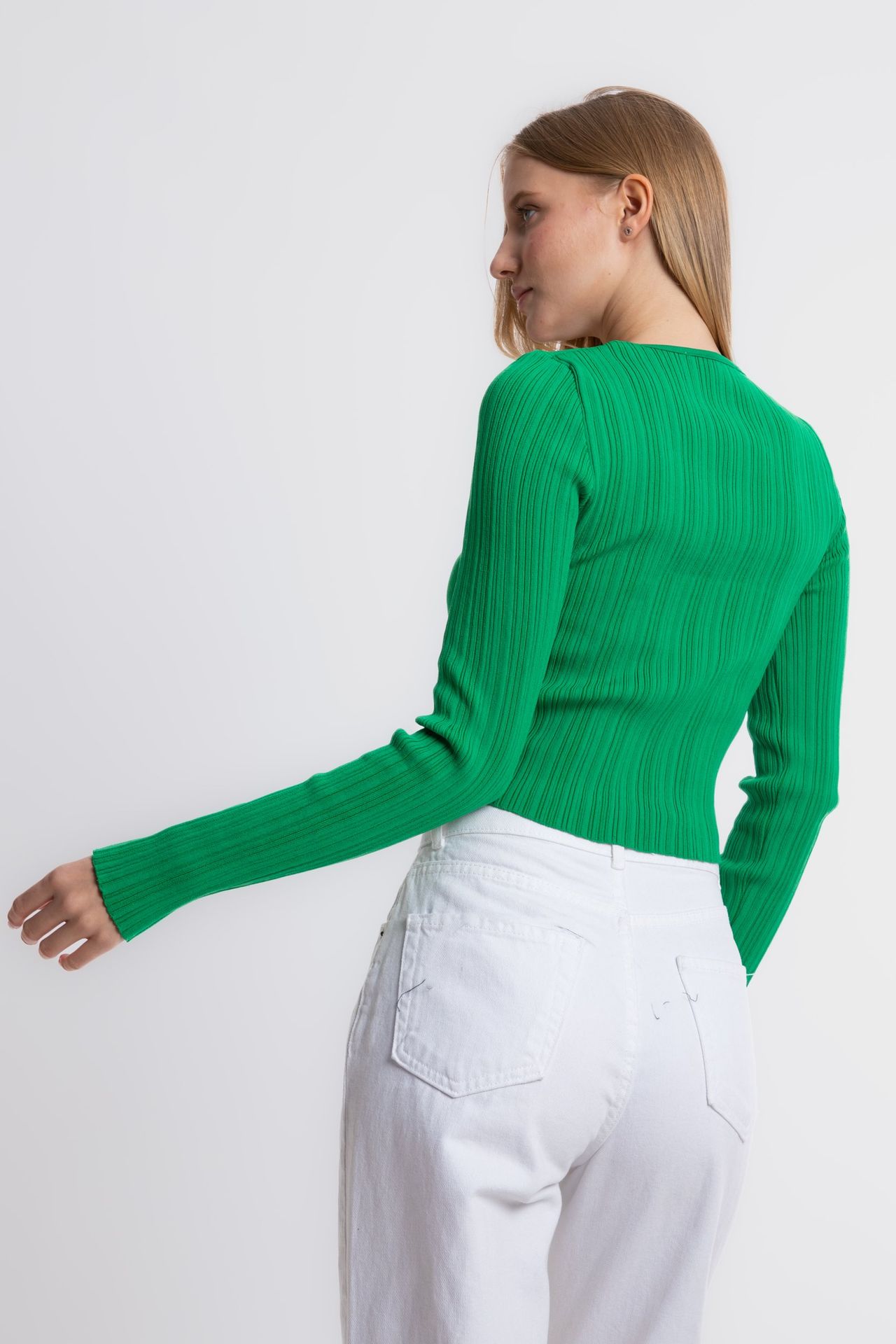 Sweatheart Neck Ribbed Sweater