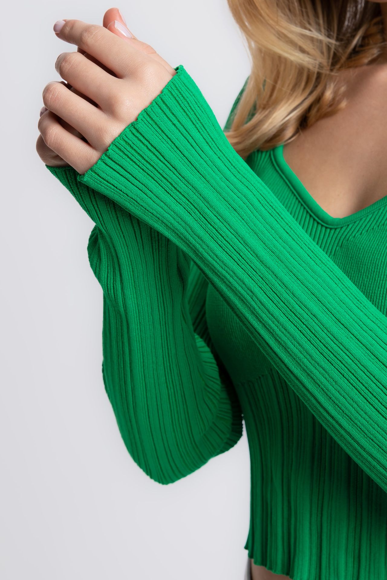 Sweatheart Neck Ribbed Sweater