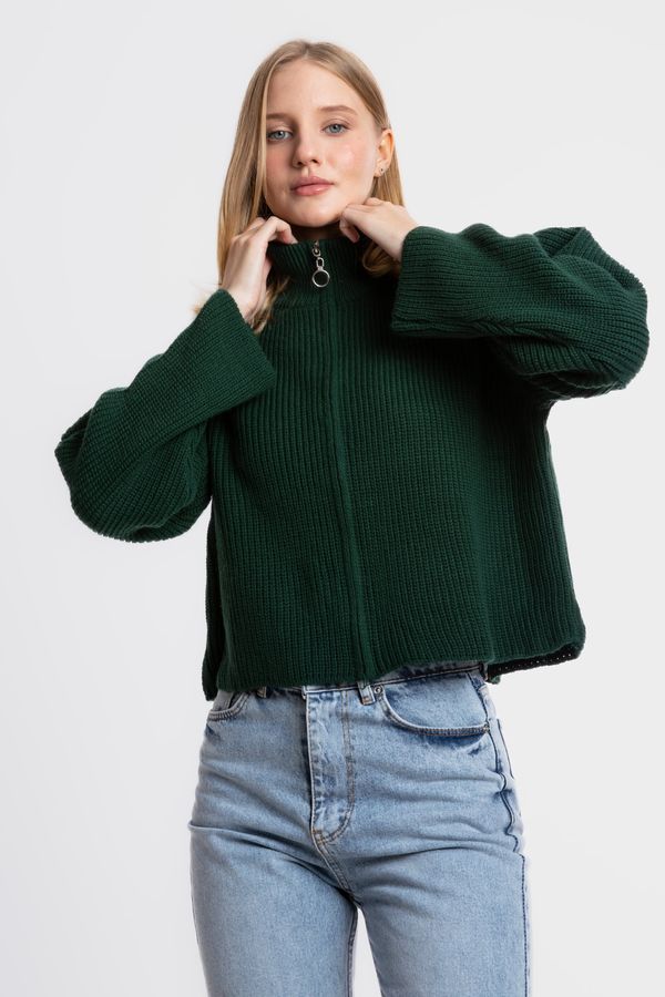 High Neck Zippered Oversized Sweater 2