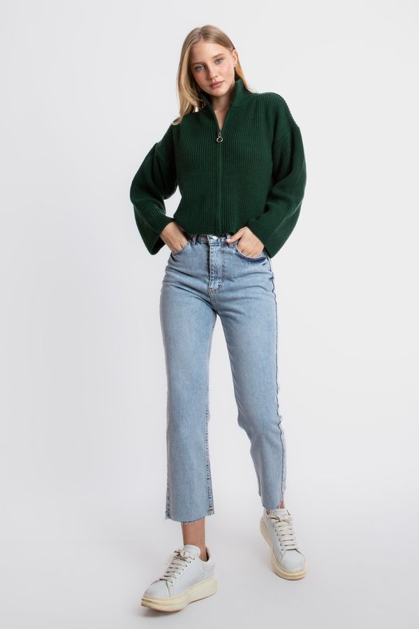 High Neck Zippered Oversized Sweater 4