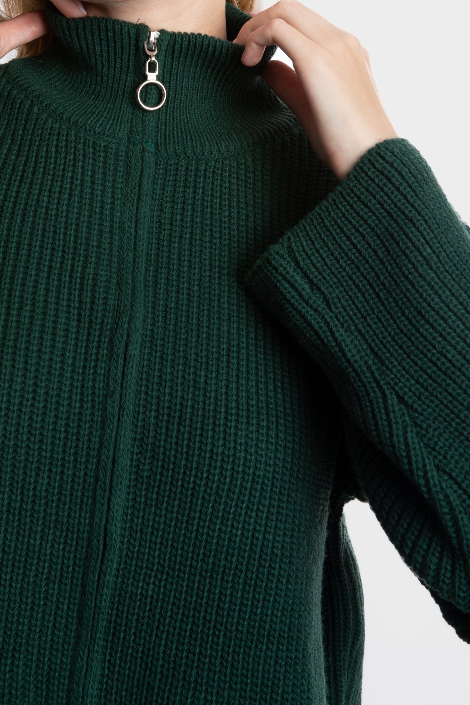 High Neck Zippered Oversized Sweater