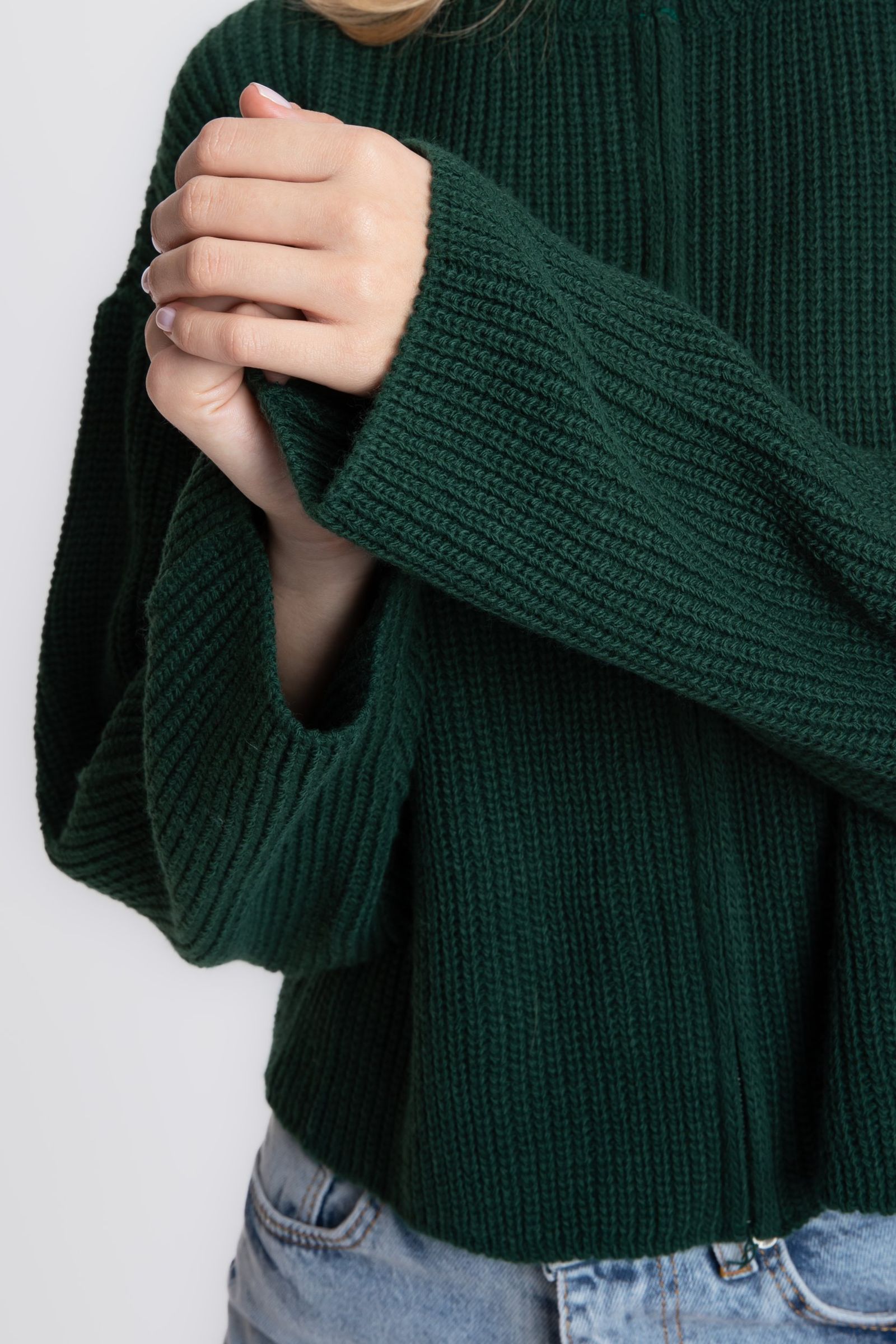 High Neck Zippered Oversized Sweater