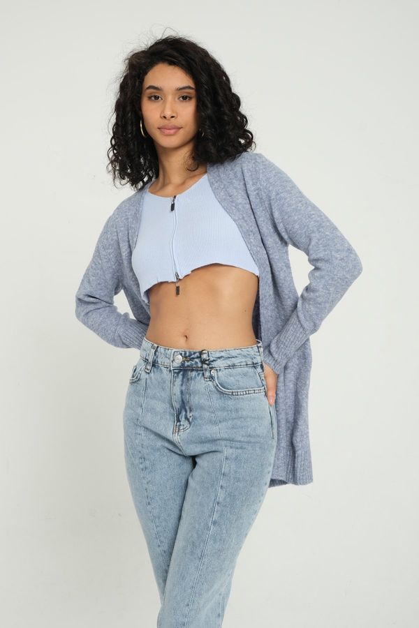 Knitted Solid Long Cardigan 1