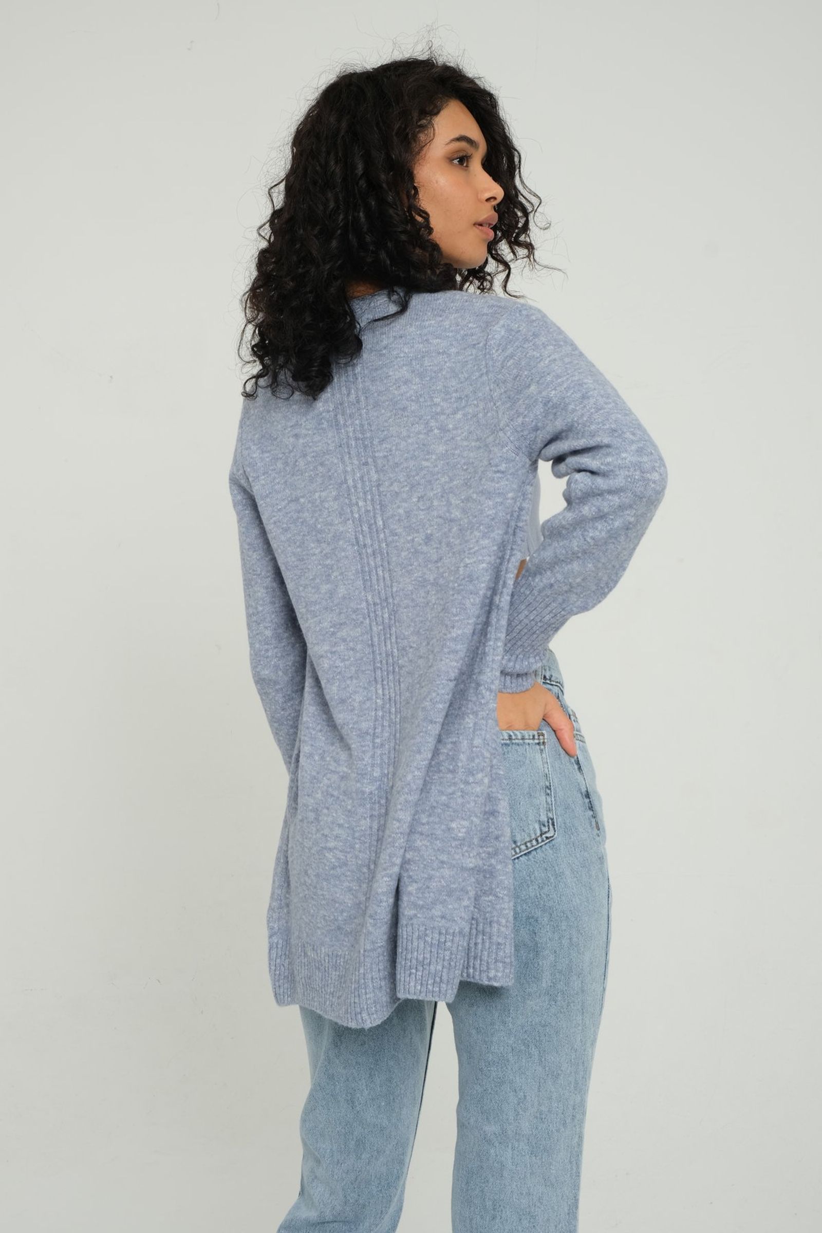 Knitted Solid Long Cardigan