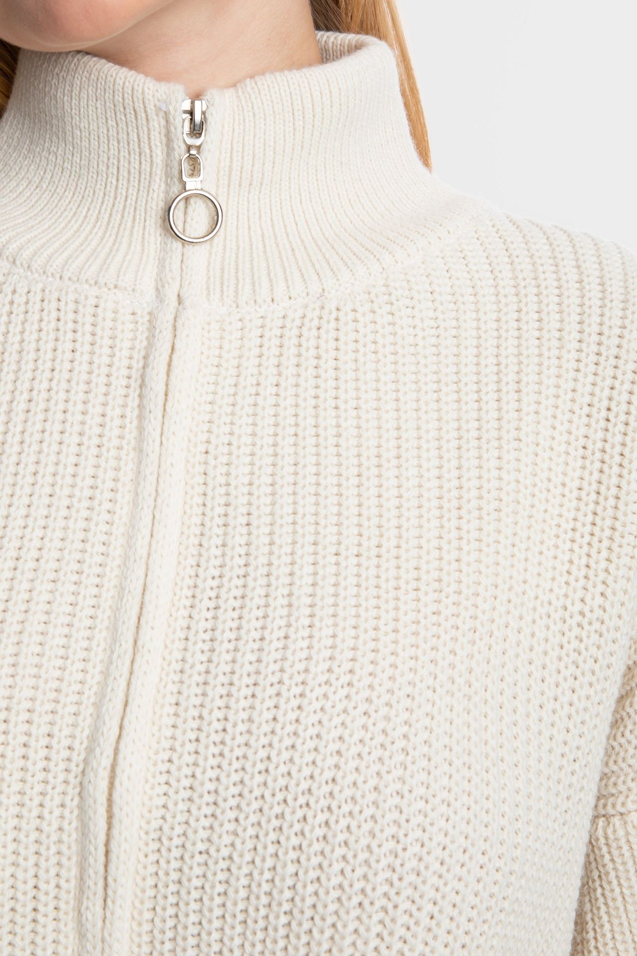 High Neck Zippered Oversized Sweater