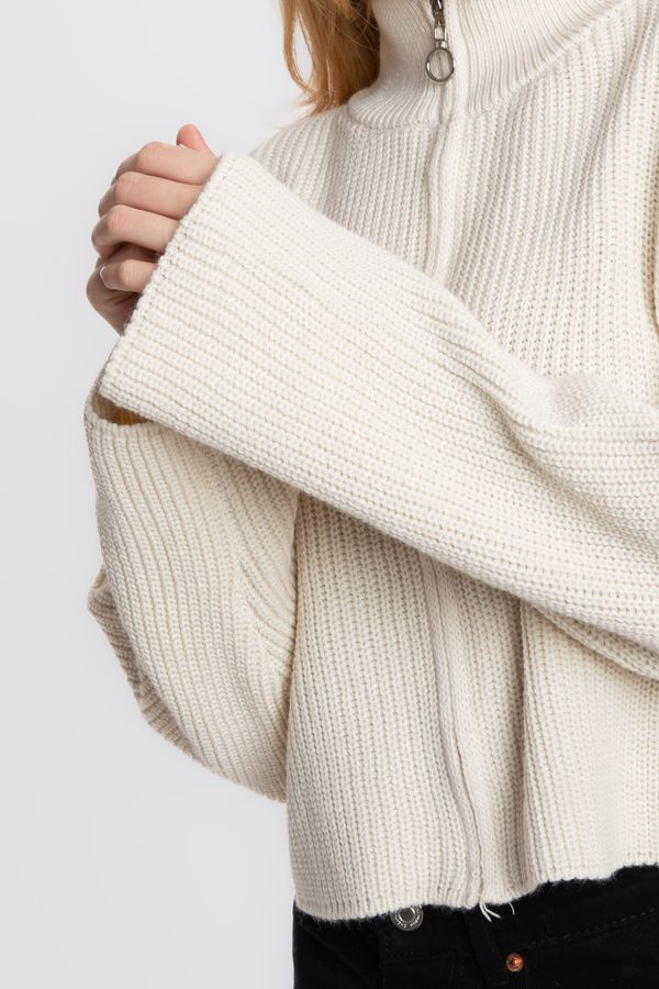 Zippered Relaxed Fit Knit Cardigan 7