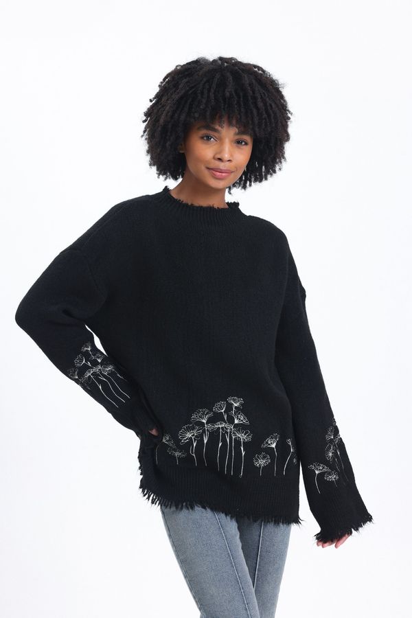 Floral Round Neck Oversized Sweater 1