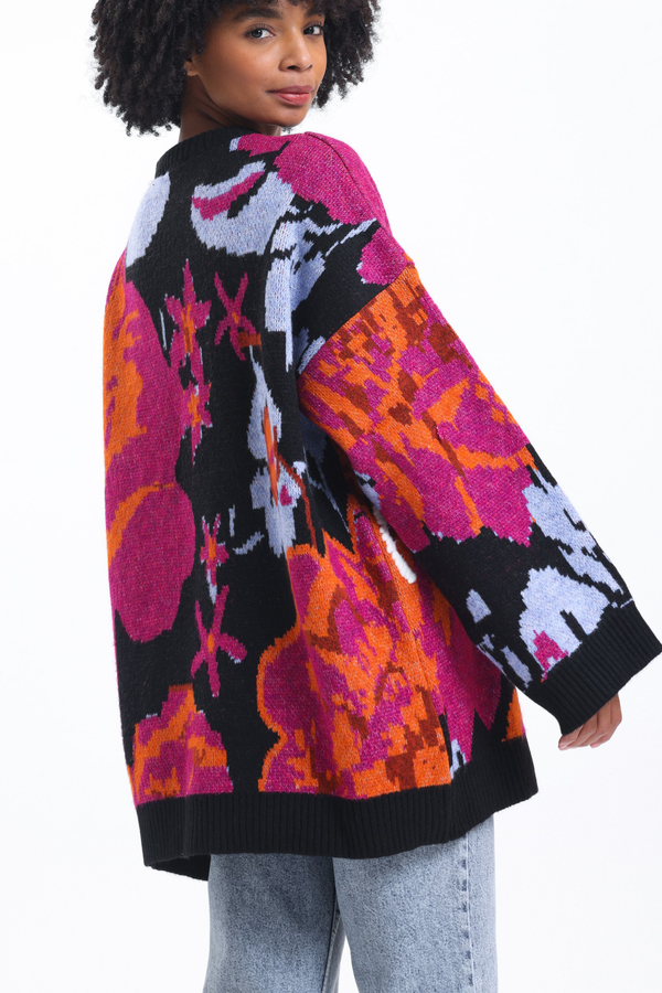 Floral Crew Neck Oversized Sweater 4