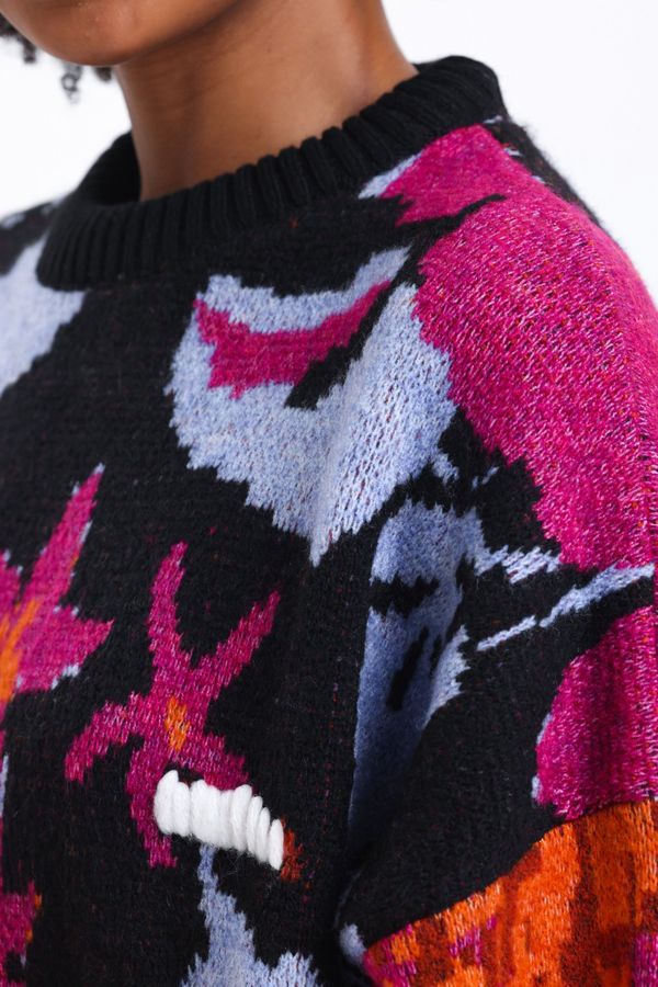 Floral Crew Neck Oversized Sweater 5