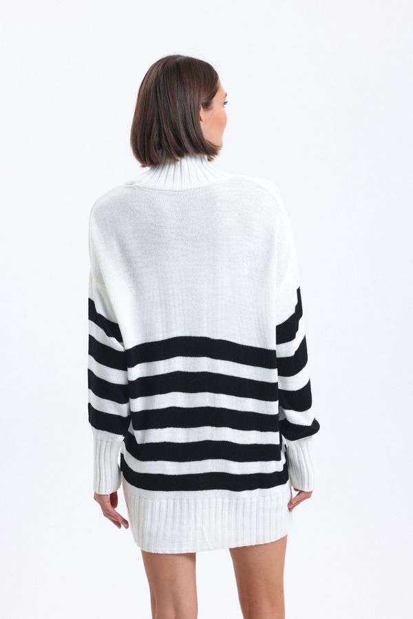 Striped High Neck Long Sweater 3