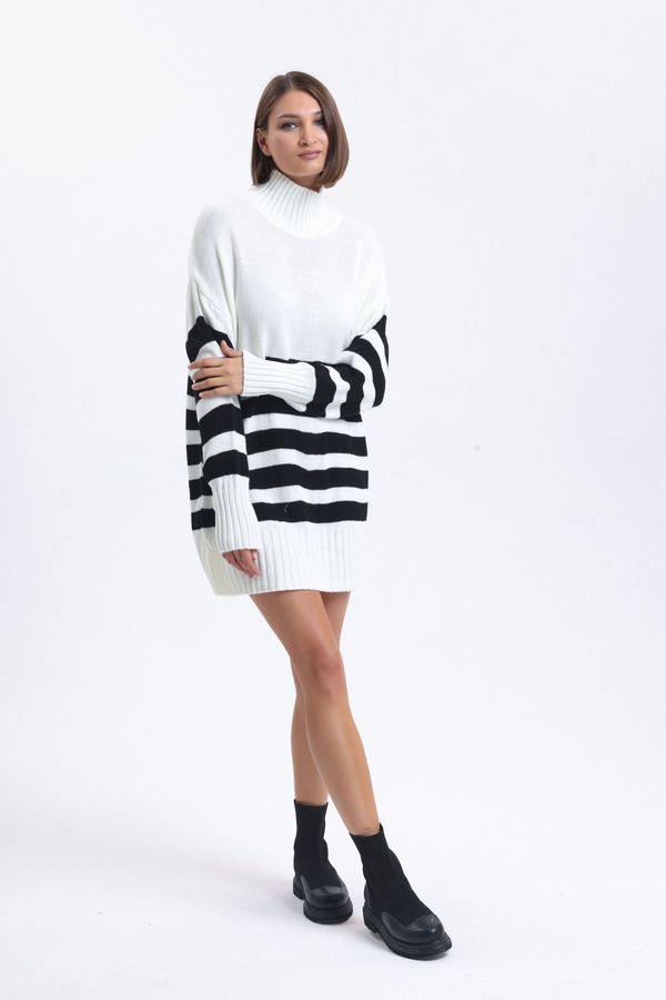 Striped High Neck Long Sweater 4