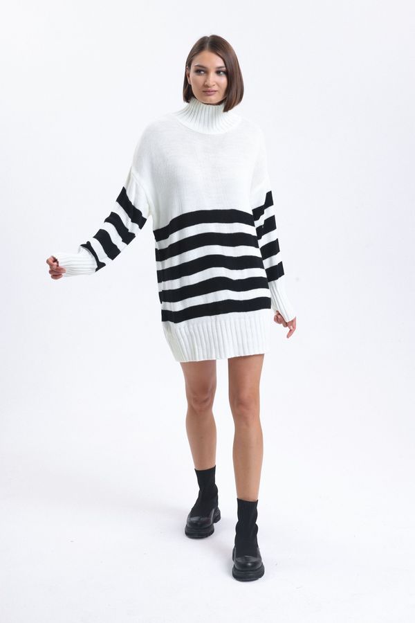 Striped High Neck Long Sweater 5