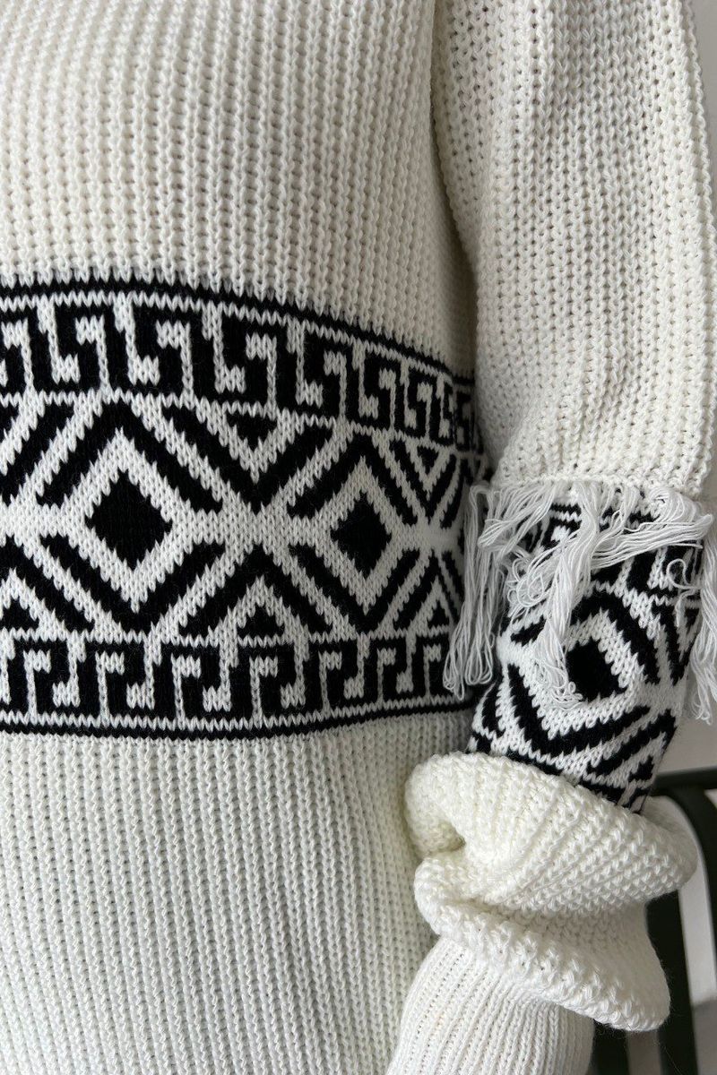 Patterned Turtleneck Oversized Sweater 5