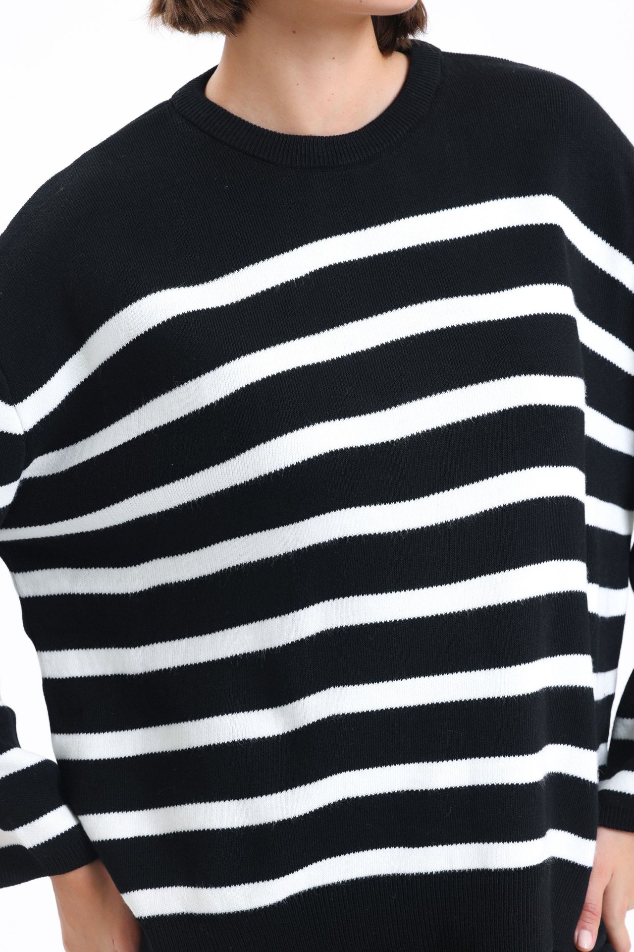 Striped Crew Neck Oversized Sweater
