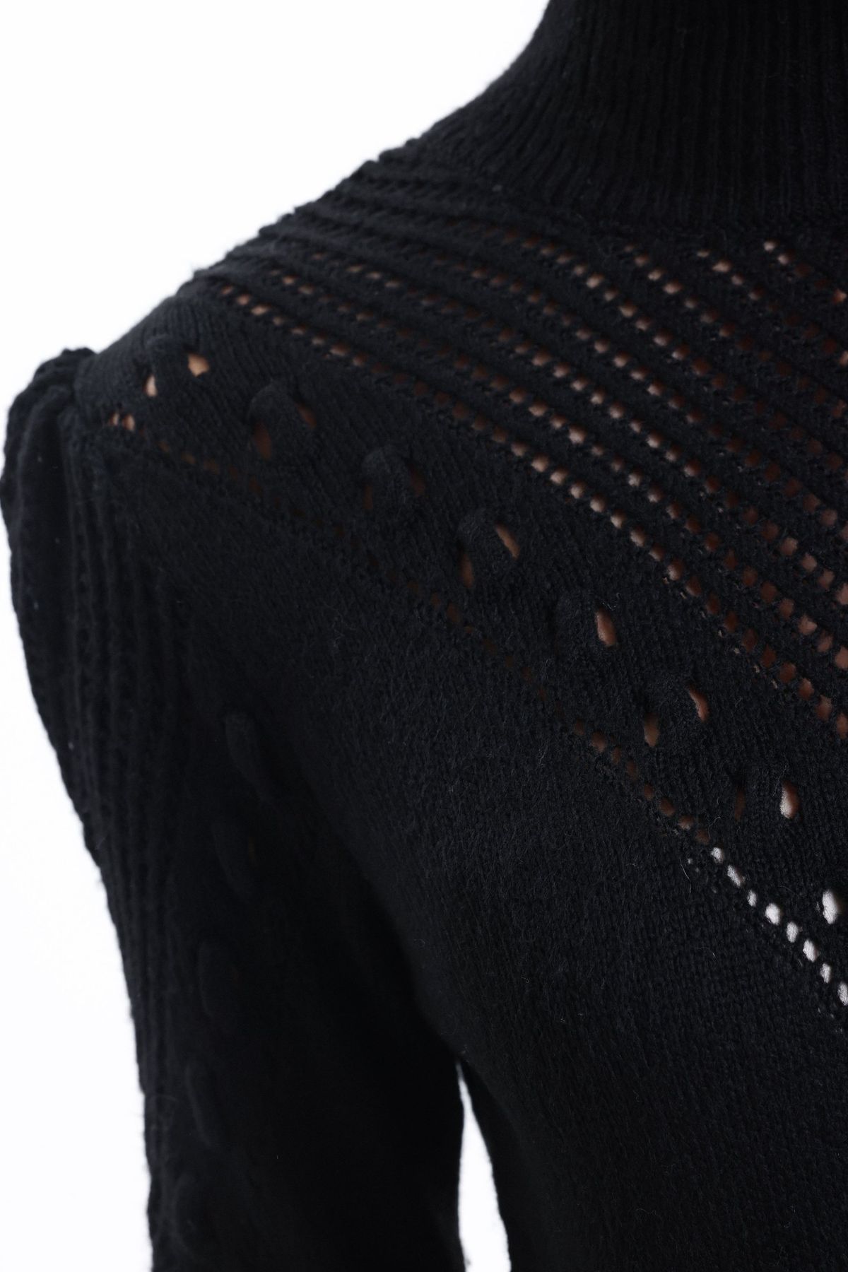 Solid High Neck Detailed Sweater