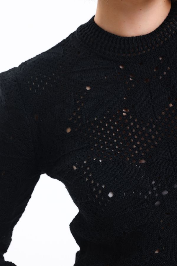 Crew Neck Cropped Sweater with a Lace Up Back 5