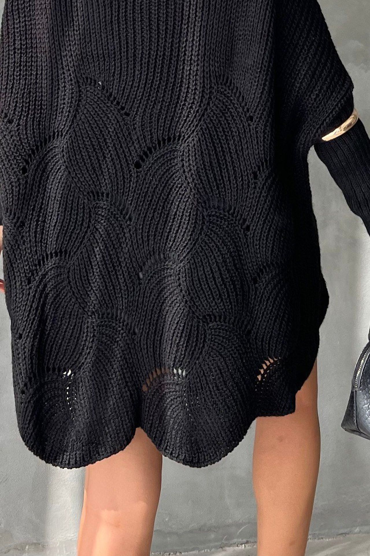 Boat Neck Detailed Oversized Sweater