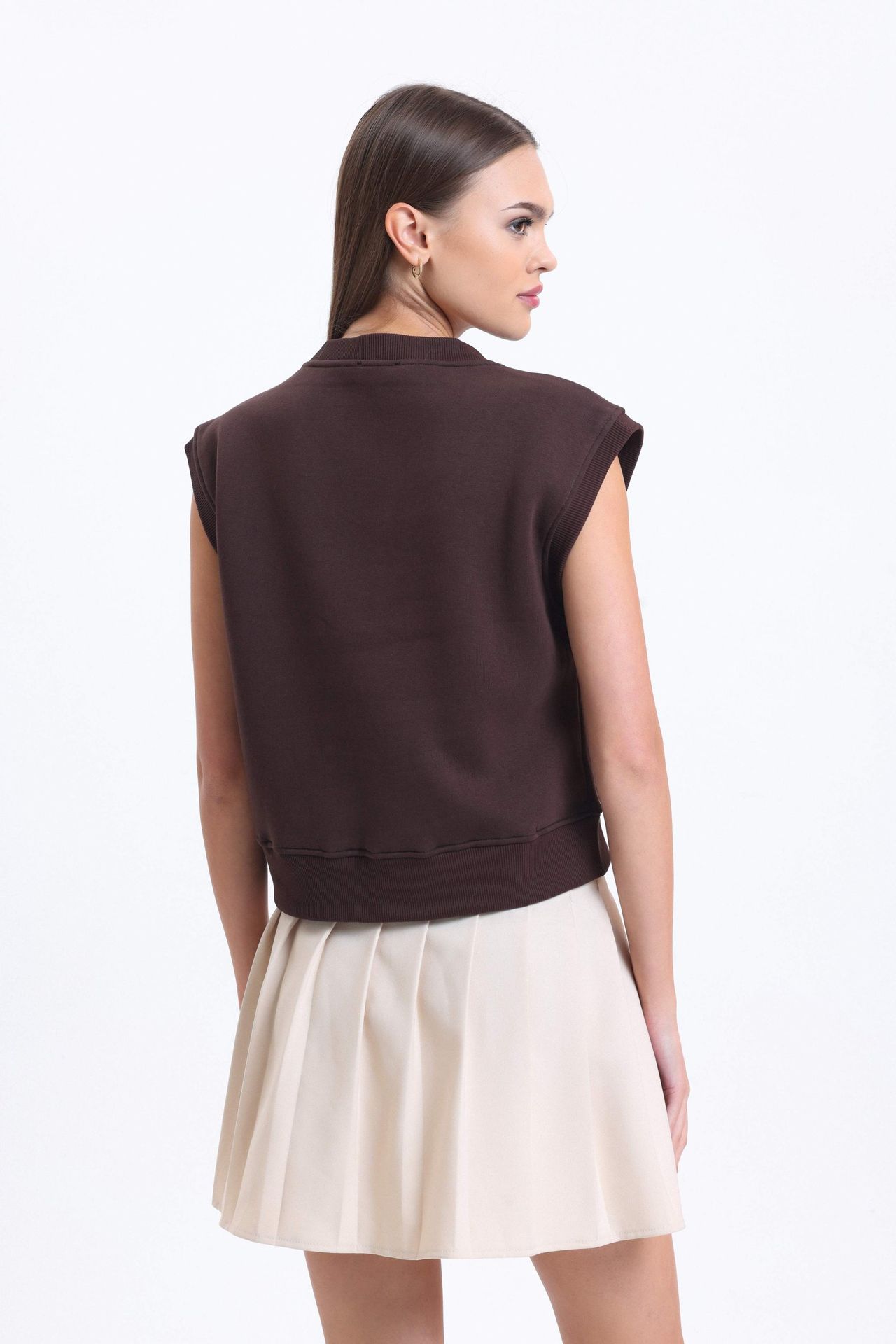 V Neck Sleeveless Sweatshirt