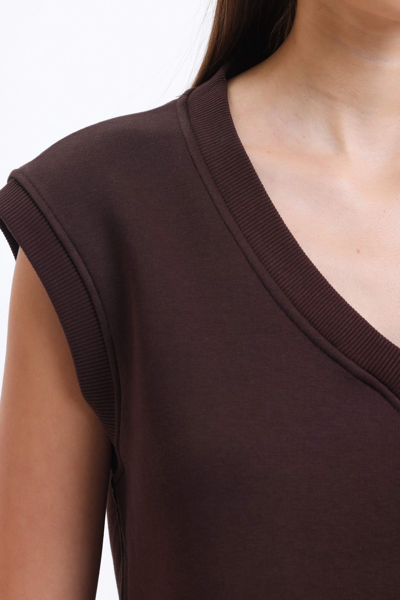 V Neck Sleeveless Sweatshirt