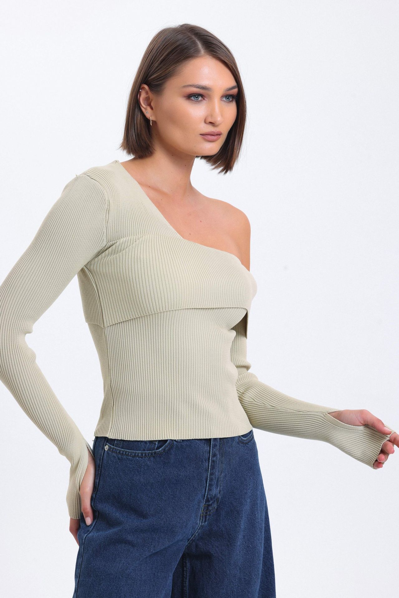 One Shoulder Asymmetrical Sweater
