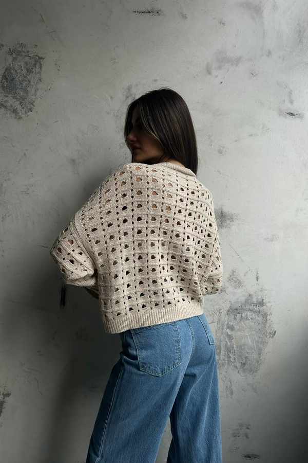 Crew Neck Crochet Sweater 3