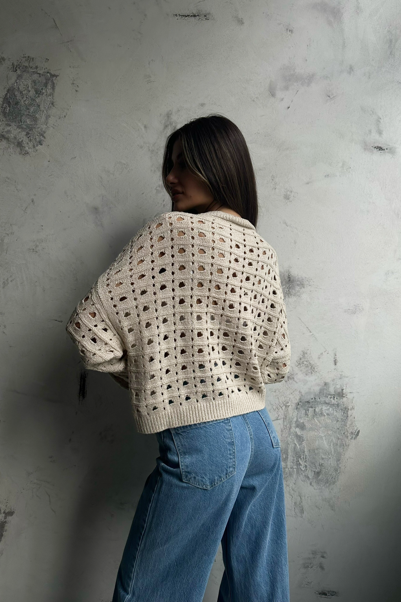 Crew Neck Crochet Sweater
