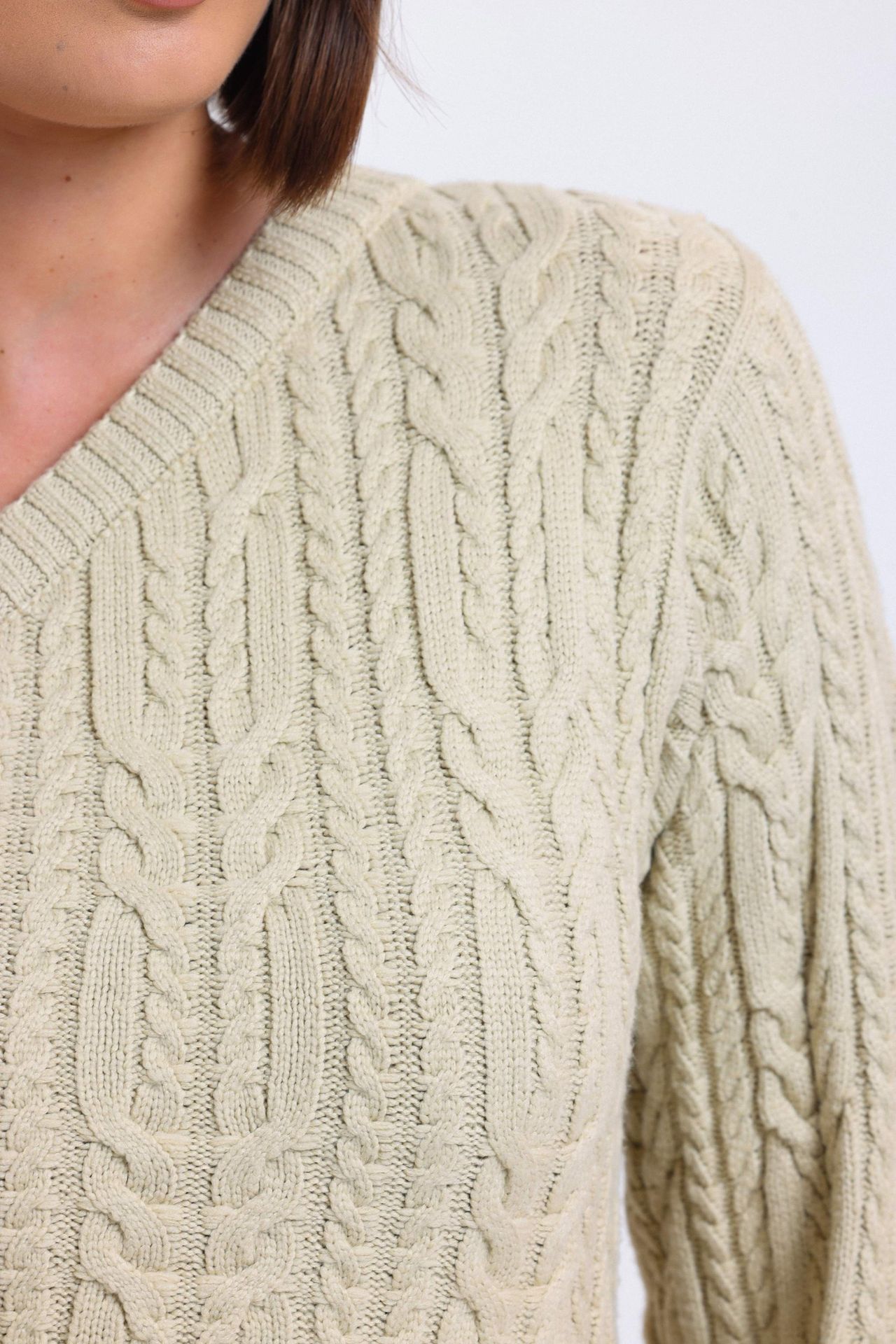 Cable Knitted One Shoulder Cropped Sweater