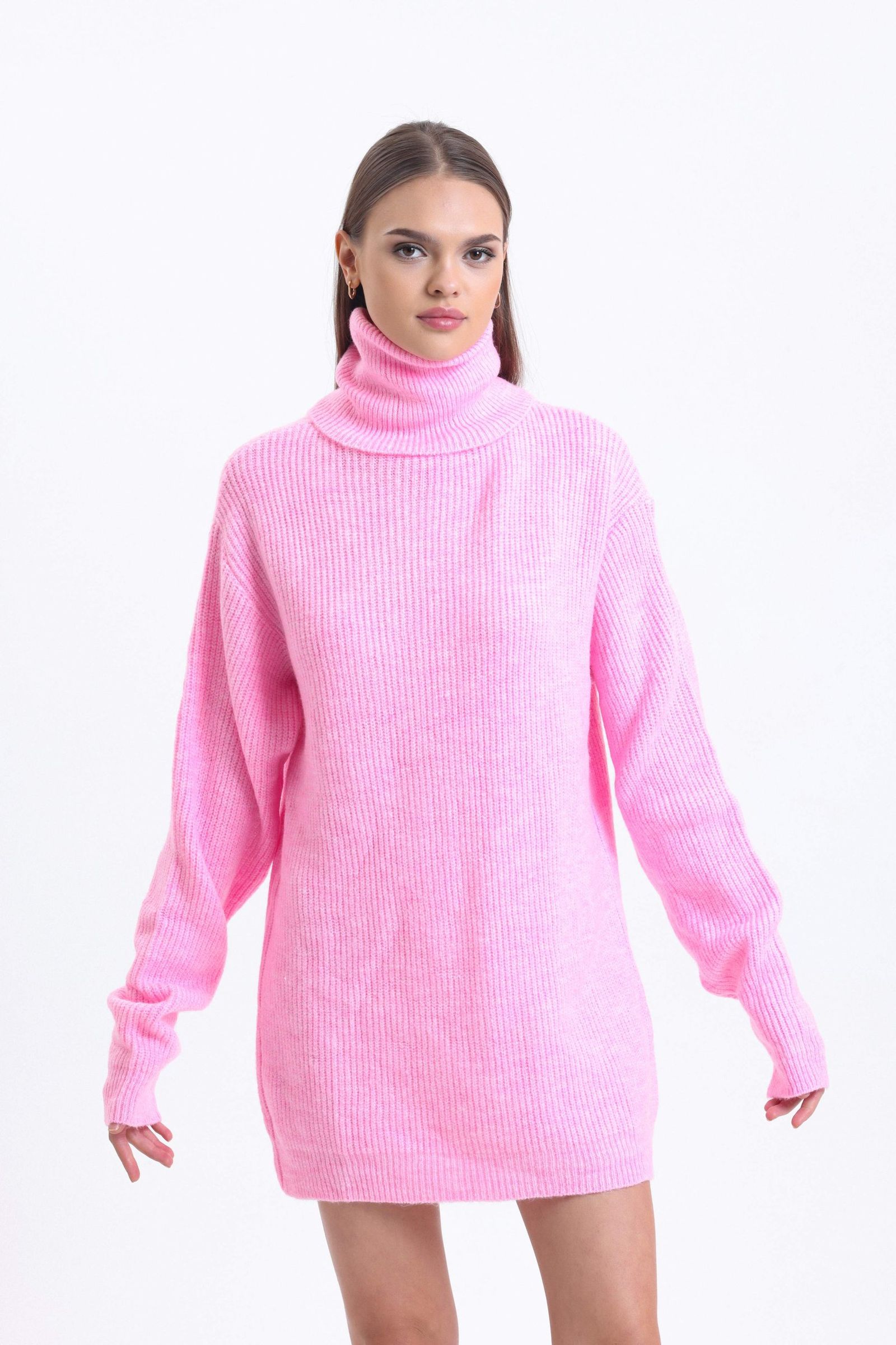 Turtleneck Ribbed Long Sweater