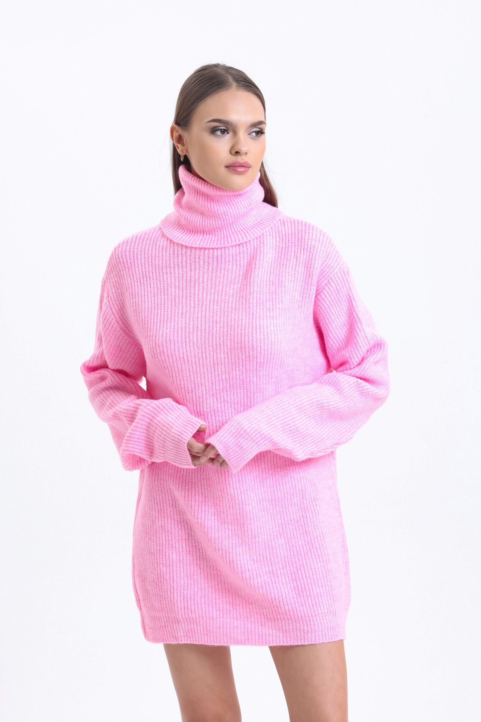 Turtleneck Ribbed Long Sweater