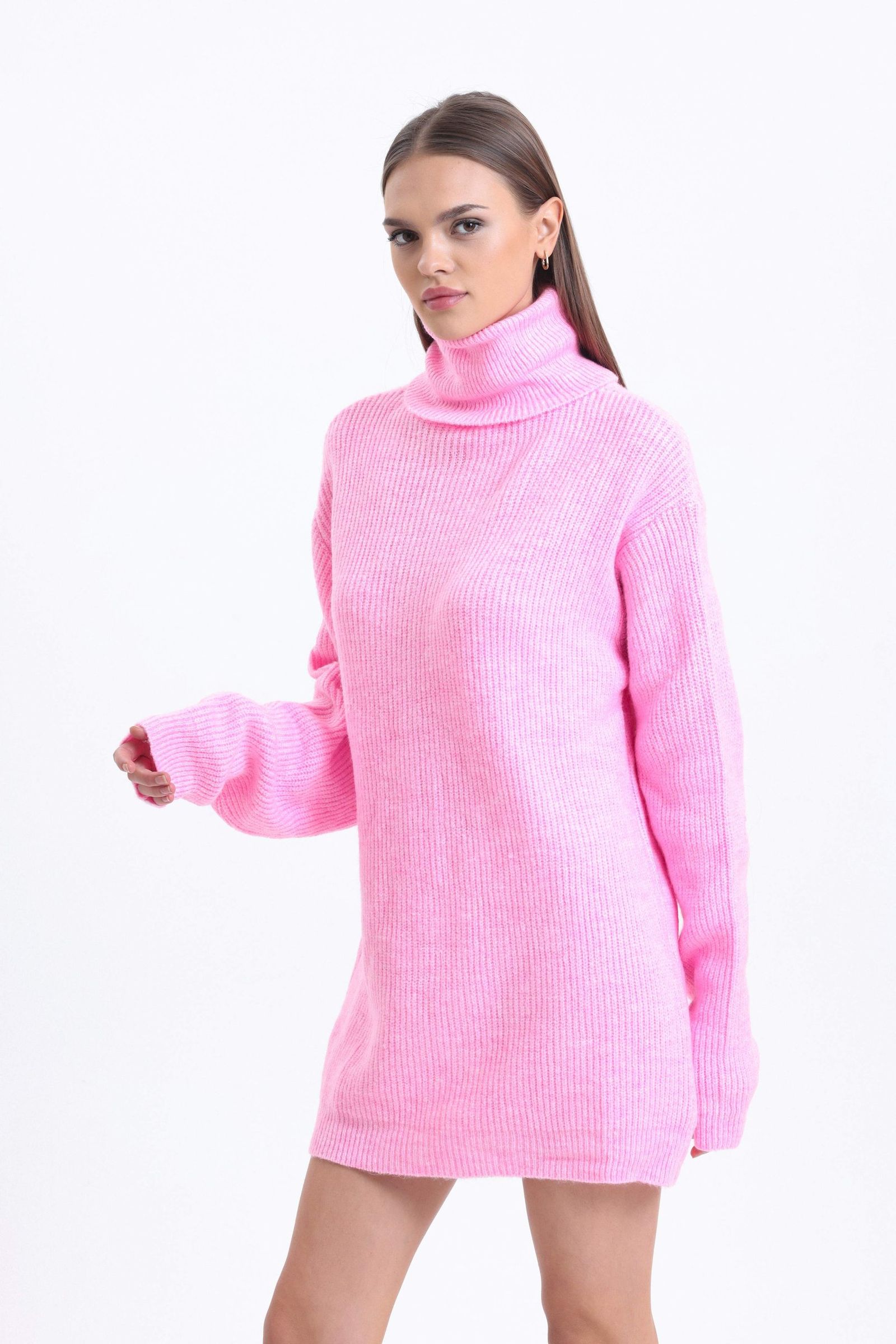 Turtleneck Ribbed Long Sweater