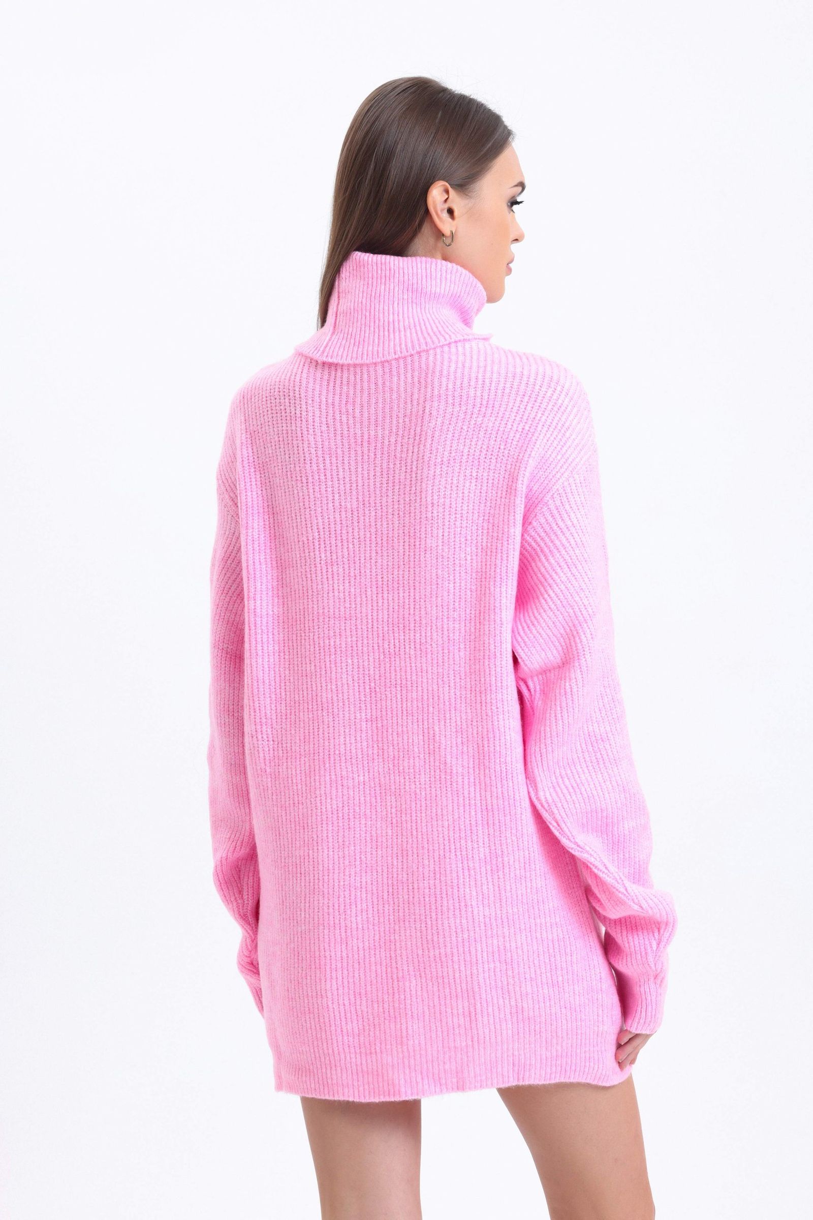 Turtleneck Ribbed Long Sweater