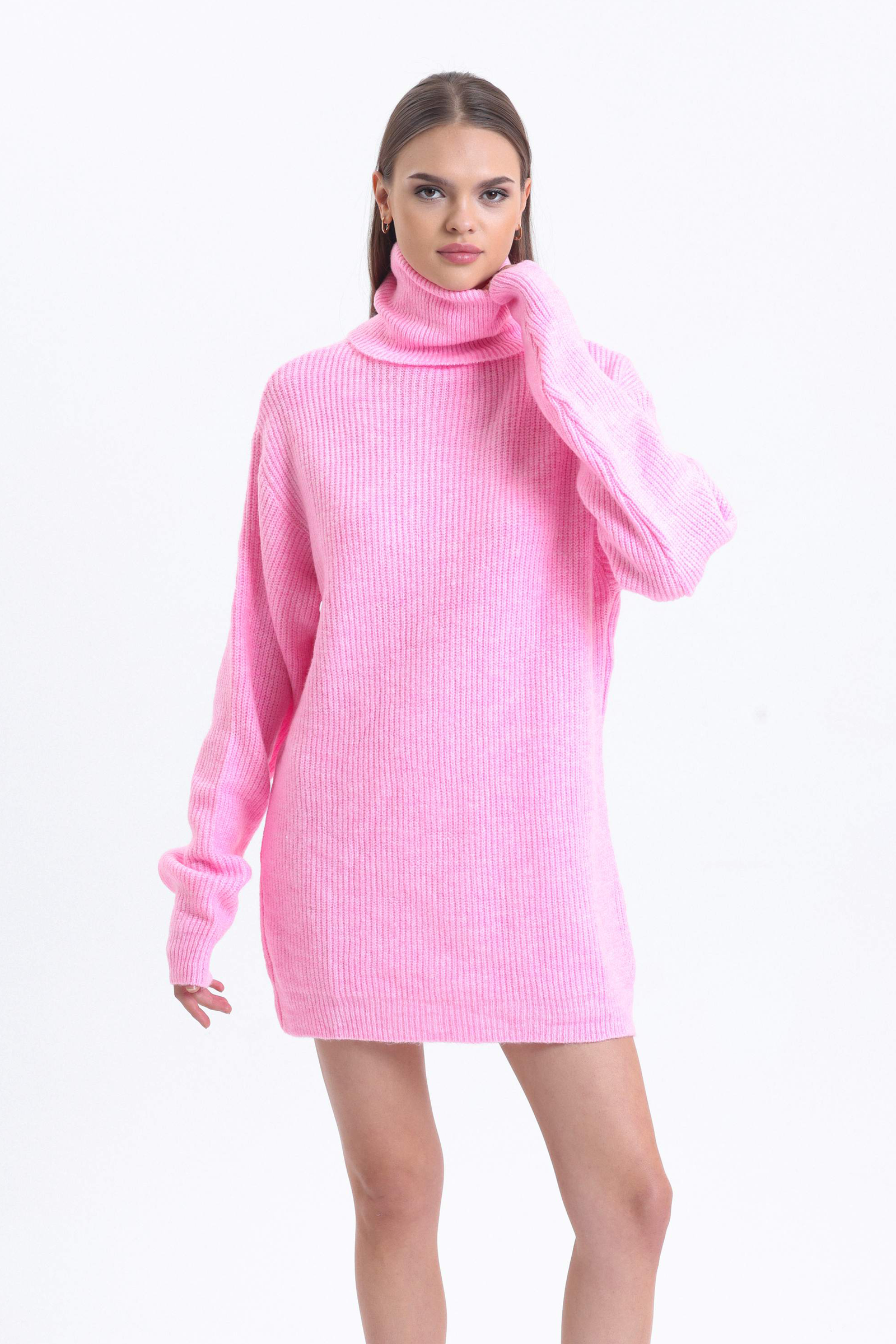 Turtleneck Ribbed Long Sweater