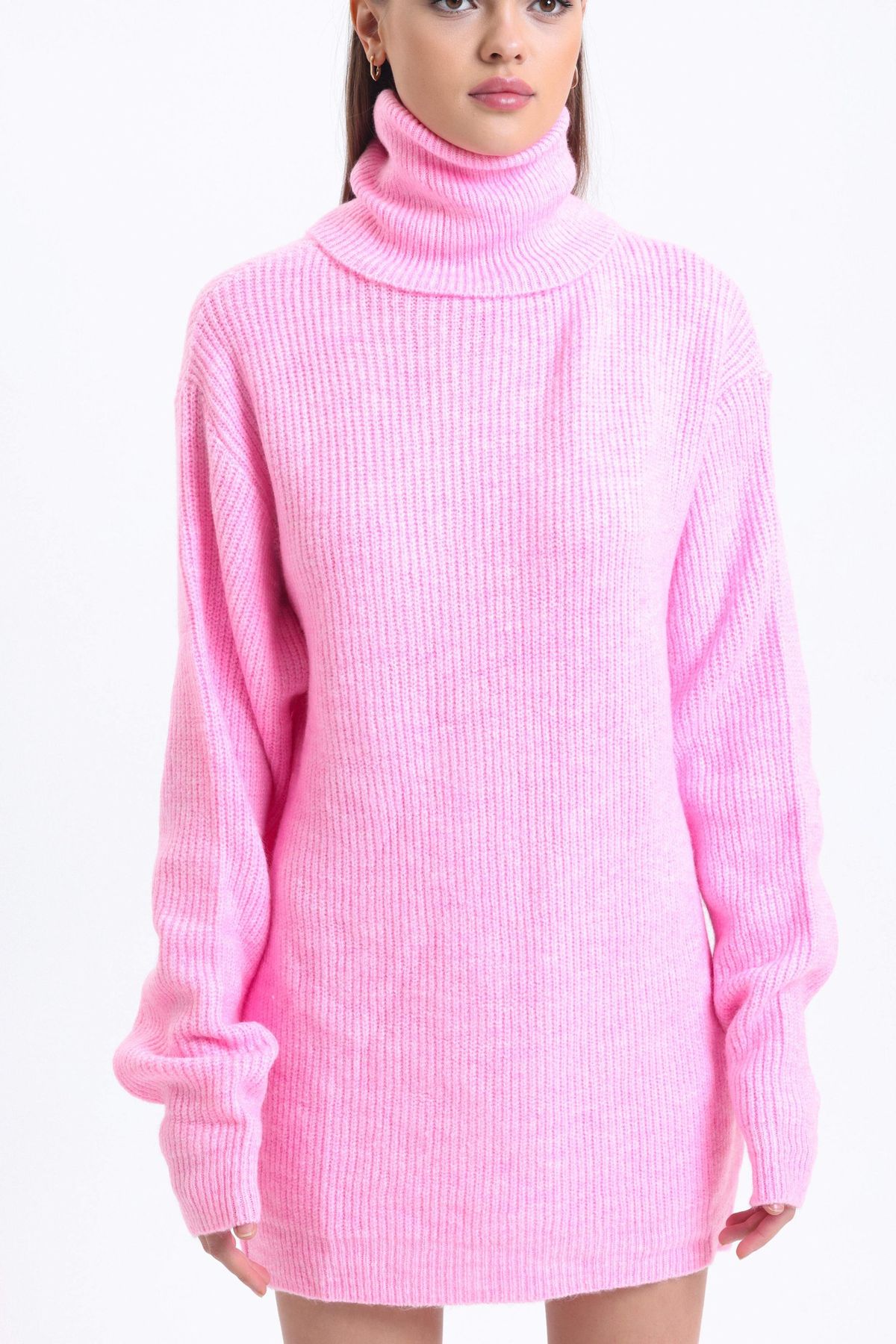 Turtleneck Ribbed Long Sweater
