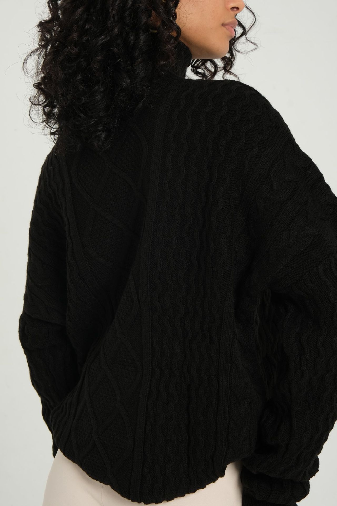 Cable Knitted High Neck Oversized Sweater
