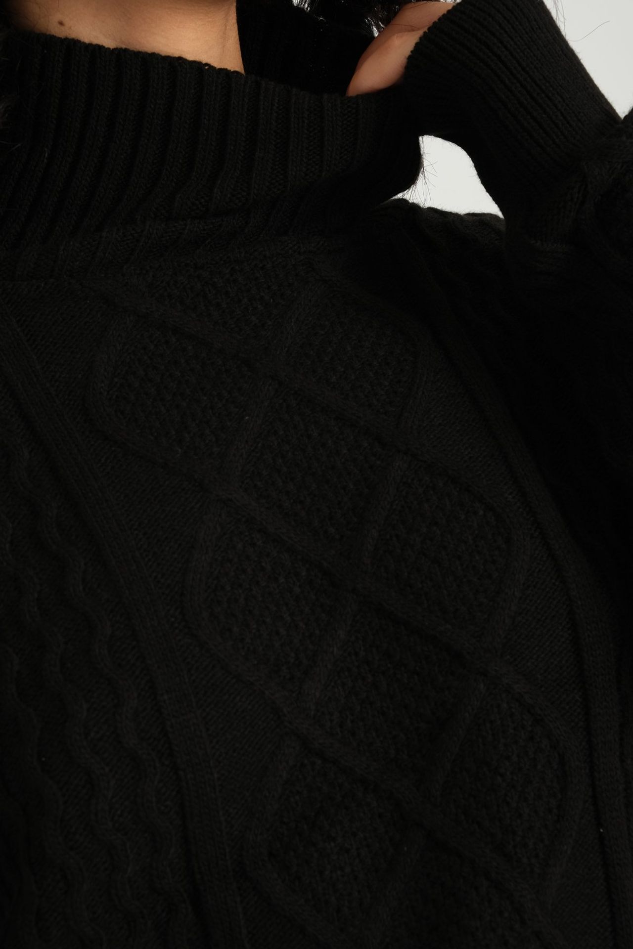 Cable Knitted High Neck Oversized Sweater