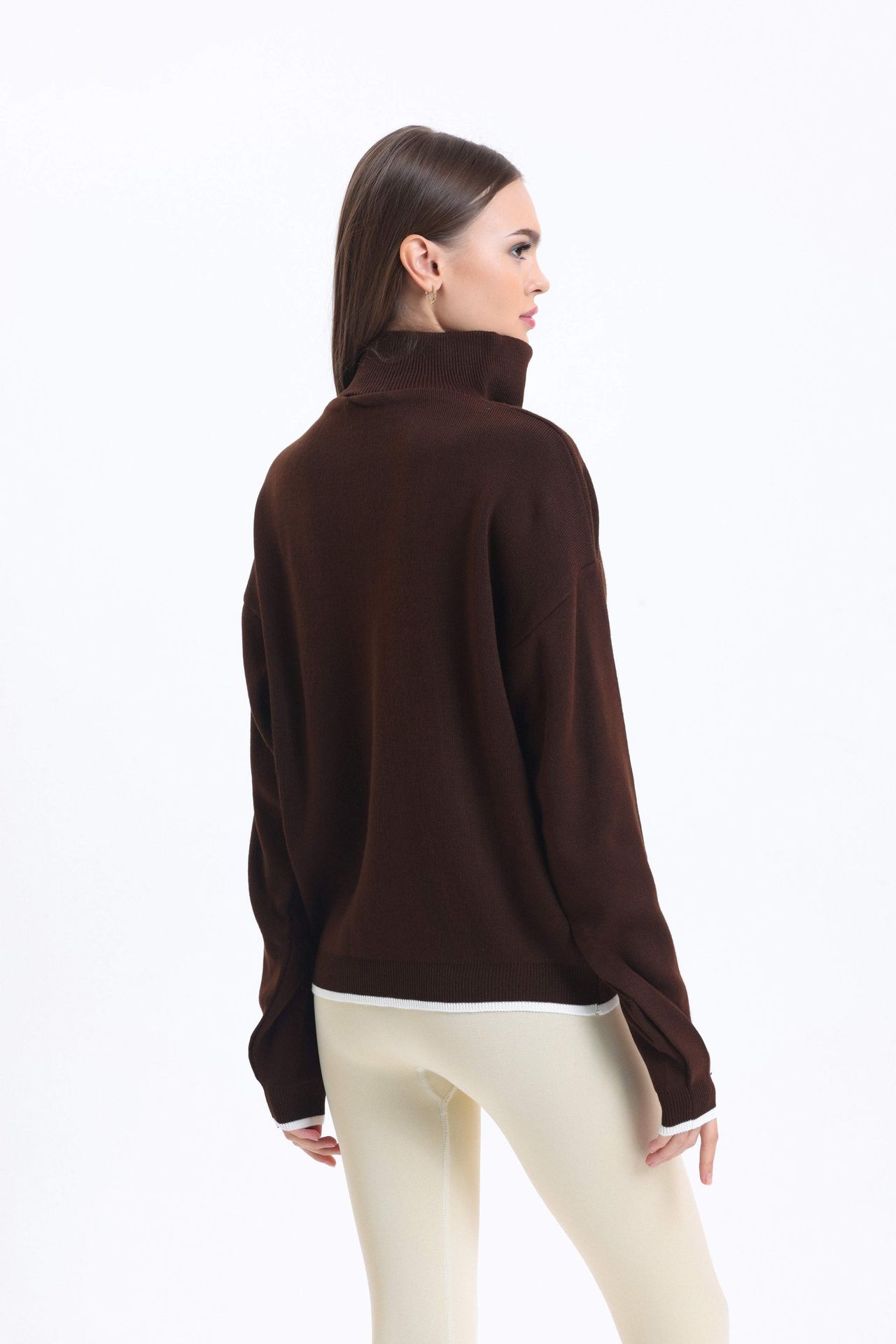 Oversized Sweater with a Zippered Neck