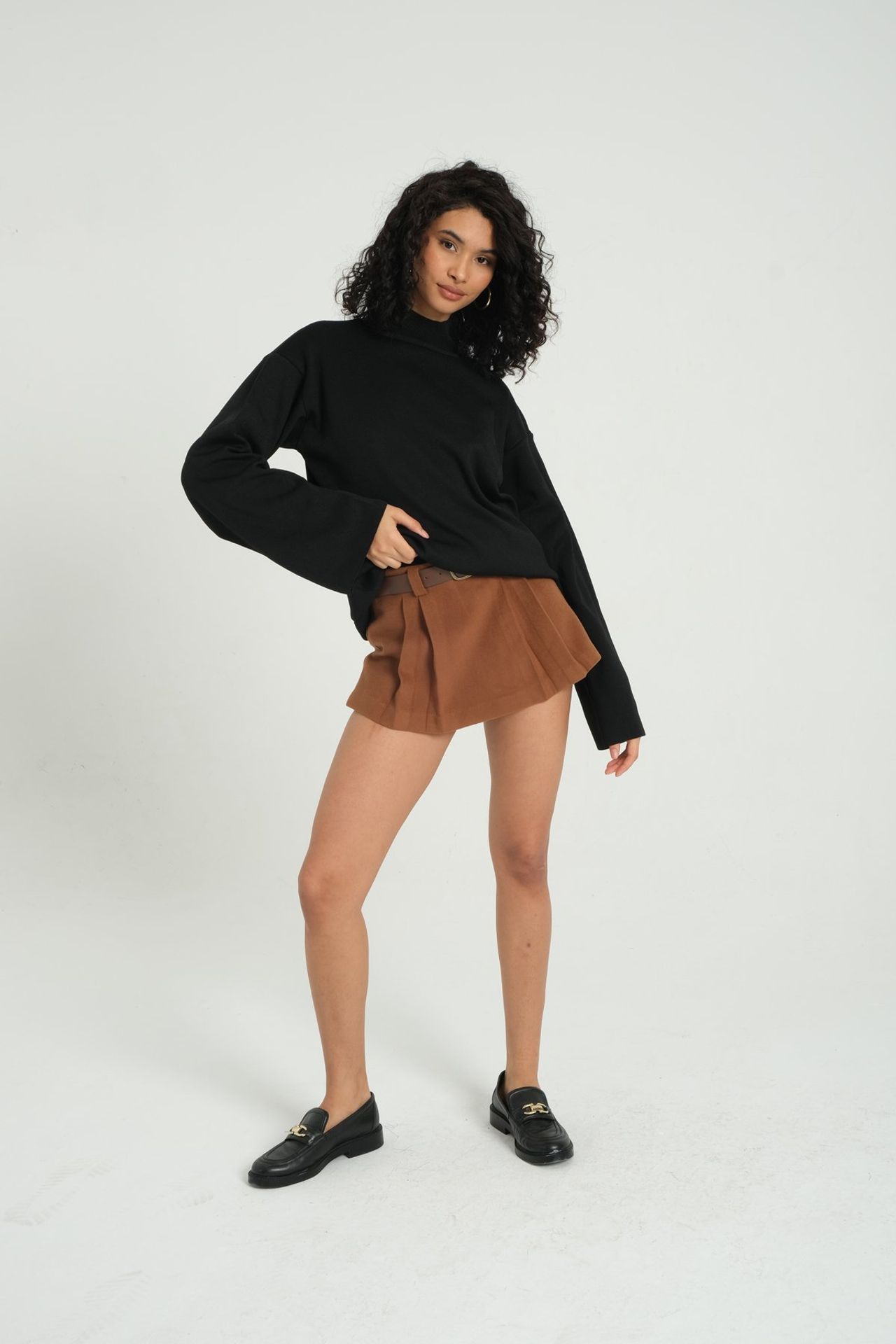 High Neck Flare Sleeve Sweater