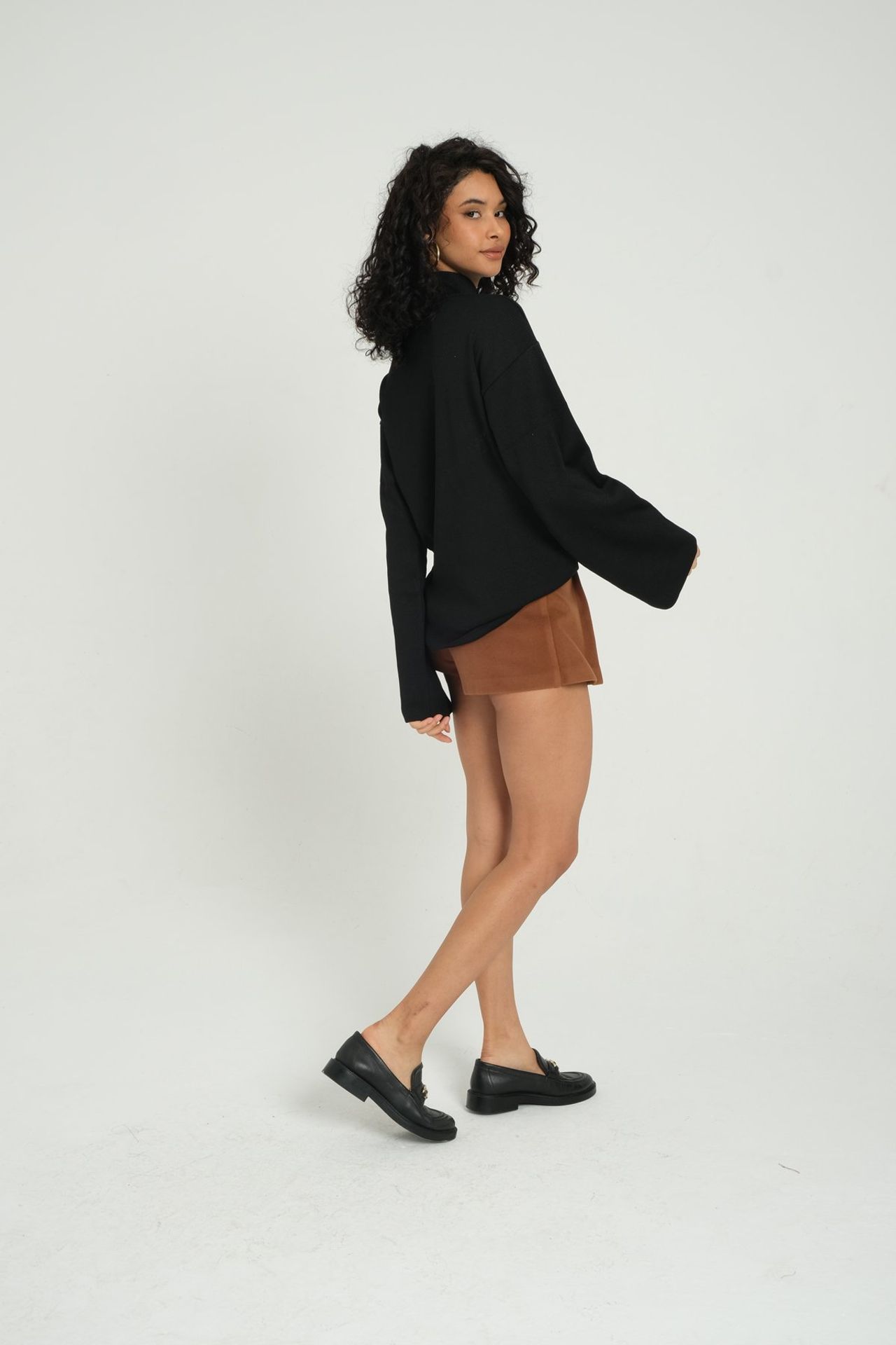High Neck Flare Sleeve Sweater