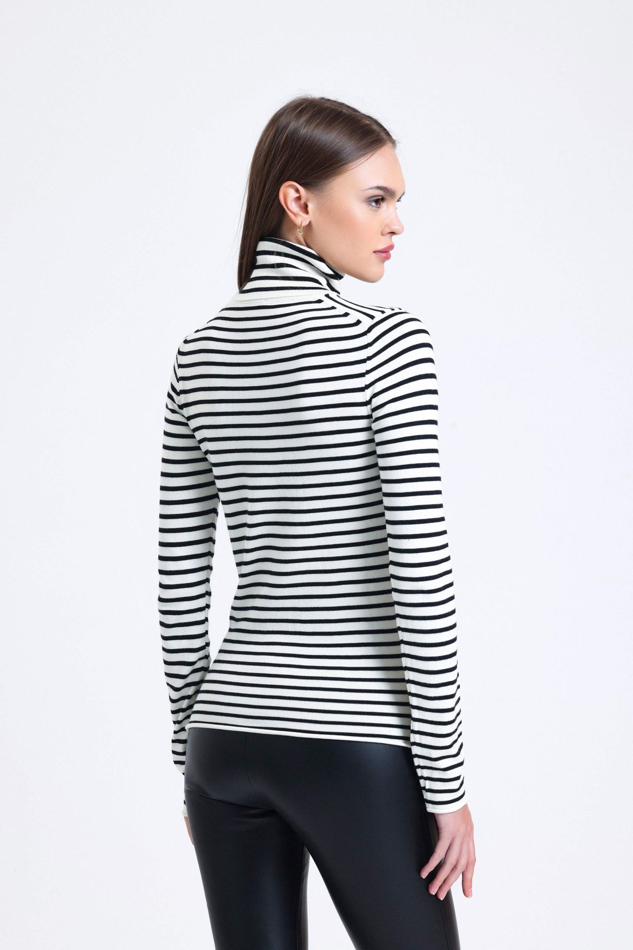 Striped High Neck Sweater