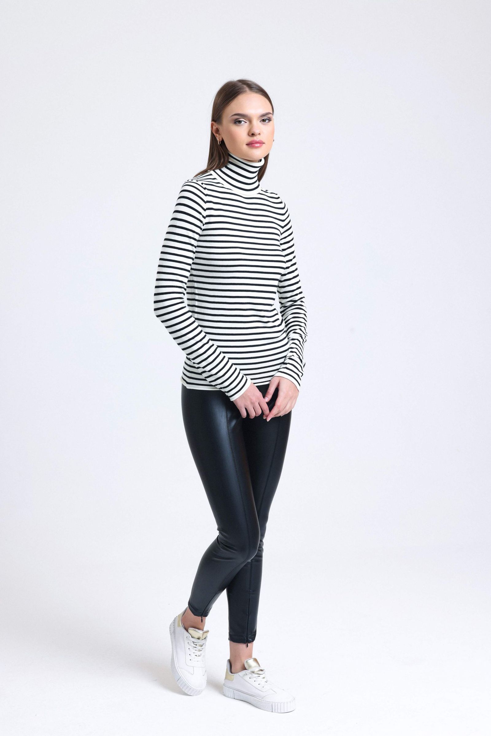 Striped High Neck Sweater