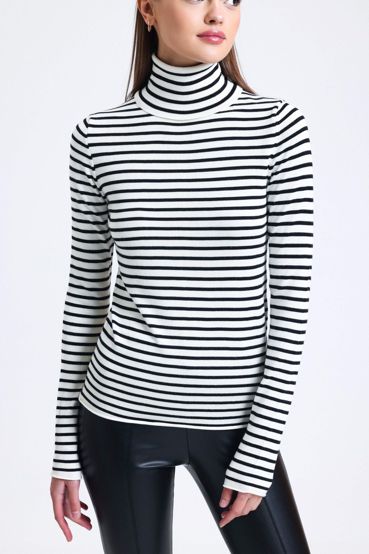 Striped High Neck Sweater